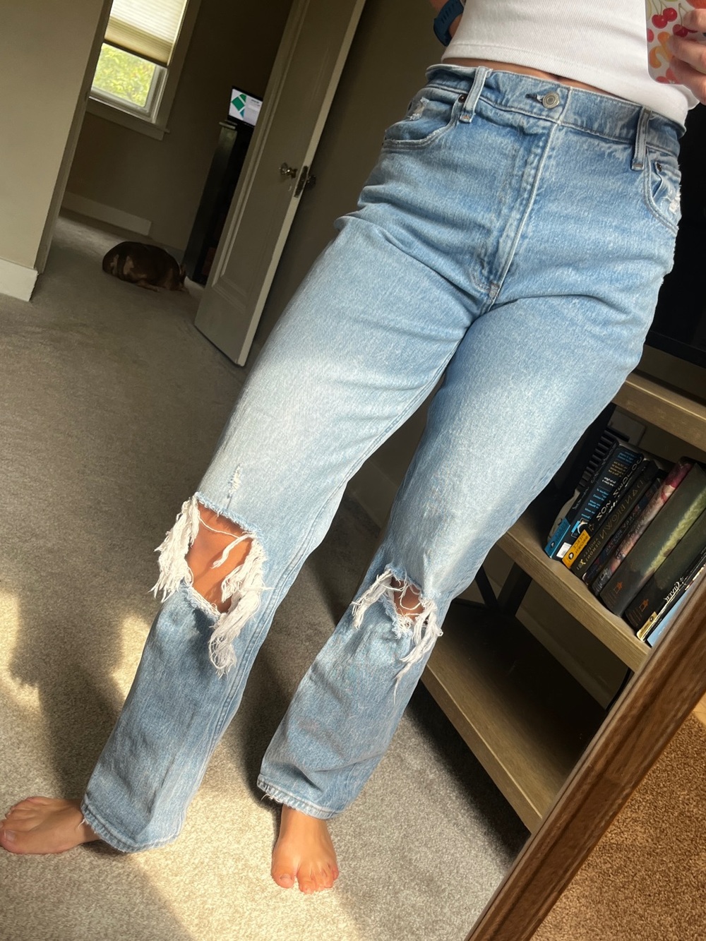 Abercrombie & Fitch Light Blue High-Rise Distressed Jeans